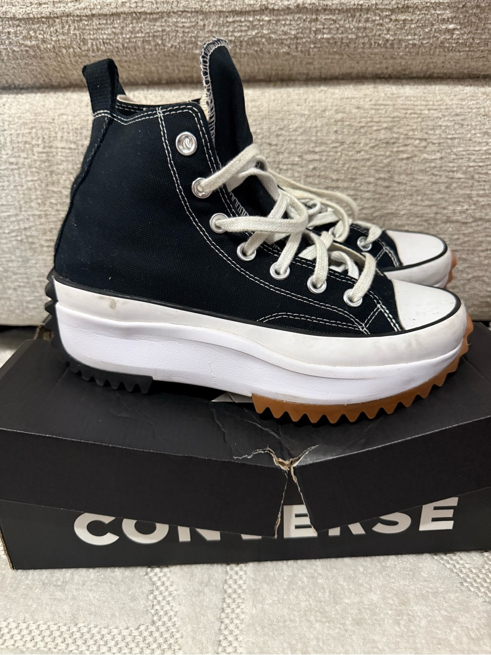 Converse Black High-Top Platform Sneakers with Gum Tread